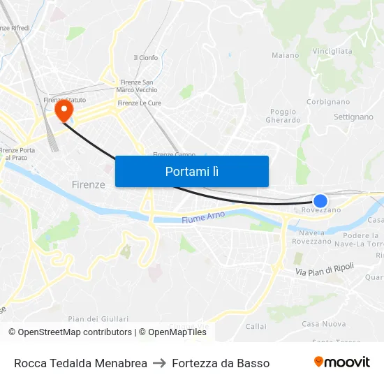 Rocca Tedalda Menabrea to Fortezza da Basso map