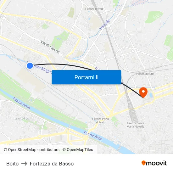 Boito to Fortezza da Basso map