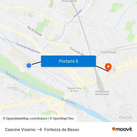 Cascine Visarno to Fortezza da Basso map