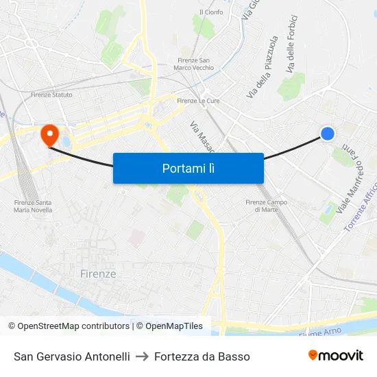 San Gervasio Antonelli to Fortezza da Basso map