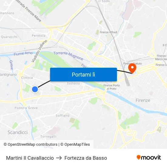 Martini Il Cavallaccio to Fortezza da Basso map