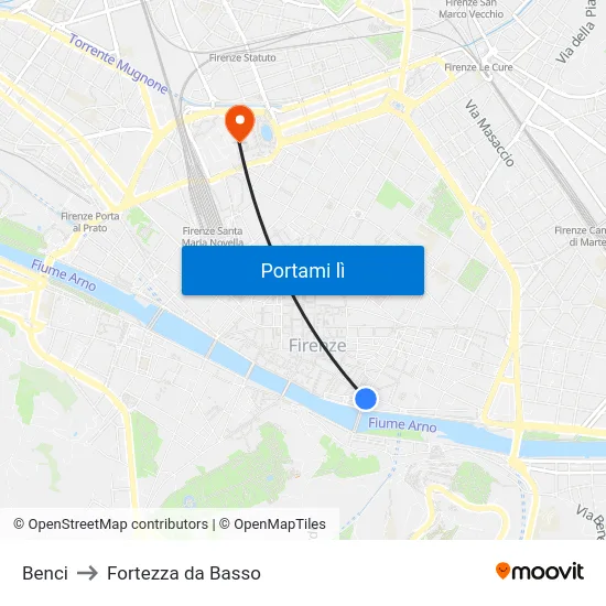 Benci to Fortezza da Basso map