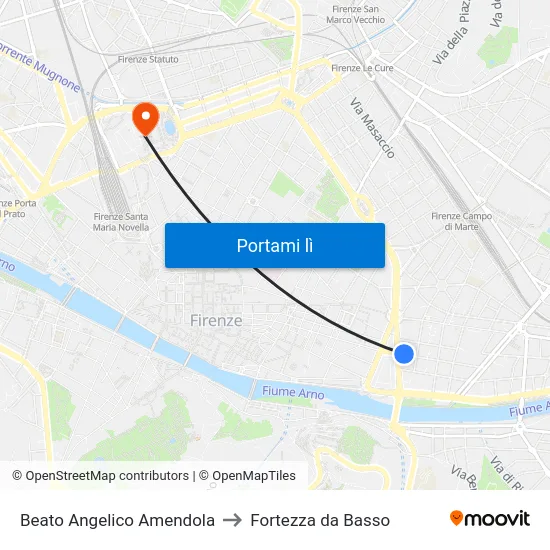 Beato Angelico Amendola to Fortezza da Basso map