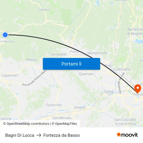 Bagni Di Lucca to Fortezza da Basso map
