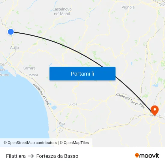 Filattiera to Fortezza da Basso map
