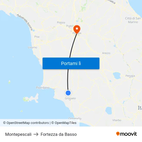 Montepescali to Fortezza da Basso map