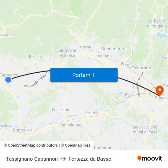 Tassignano-Capannori to Fortezza da Basso map