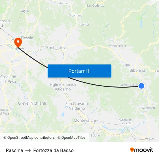Rassina to Fortezza da Basso map