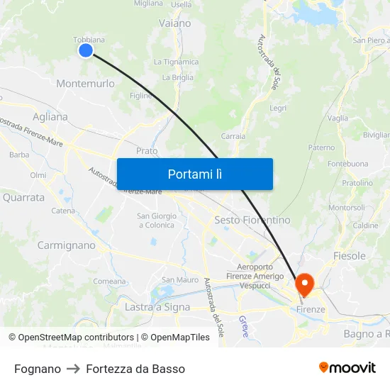 Fognano to Fortezza da Basso map