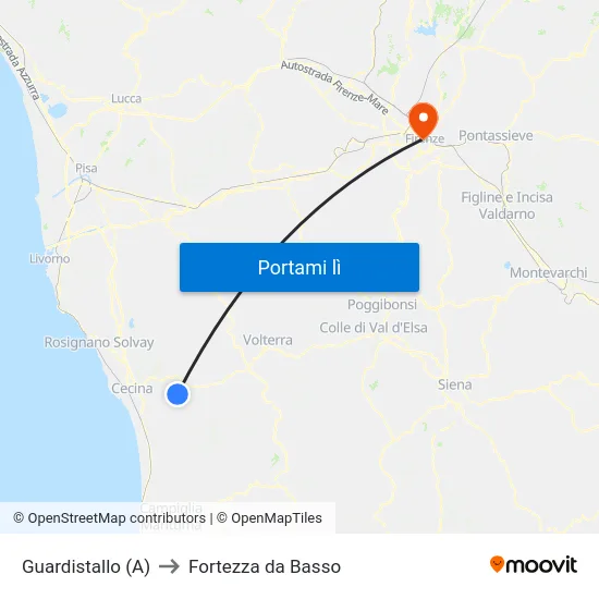 Guardistallo (A) to Fortezza da Basso map