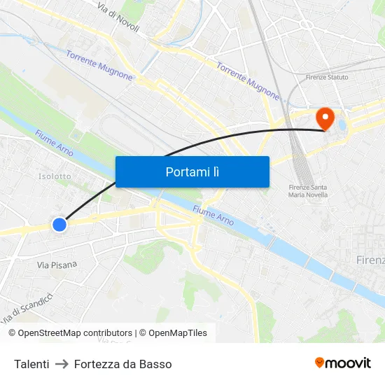 Talenti to Fortezza da Basso map