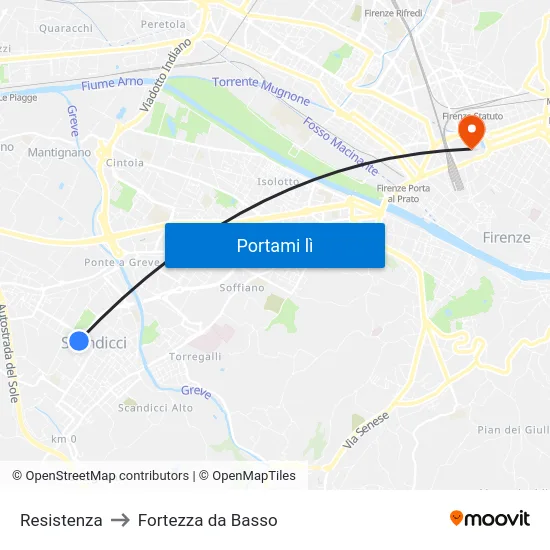 Resistenza to Fortezza da Basso map