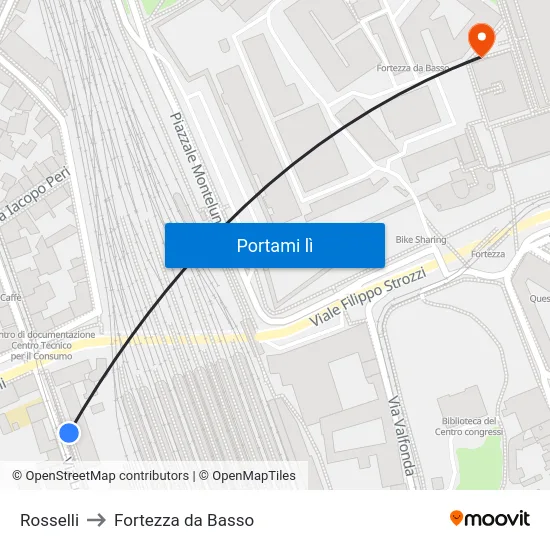 Rosselli to Fortezza da Basso map