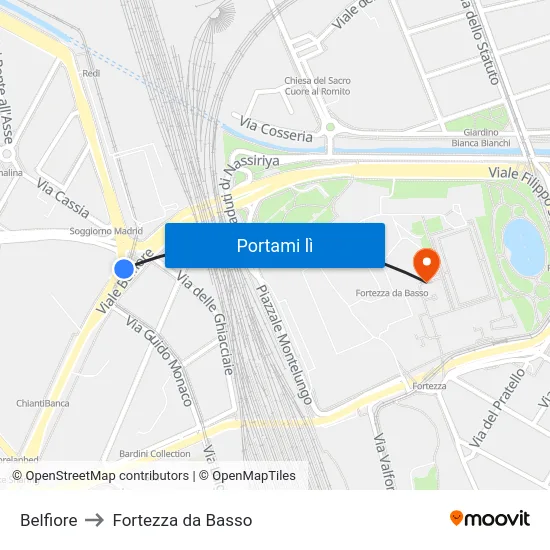 Belfiore to Fortezza da Basso map