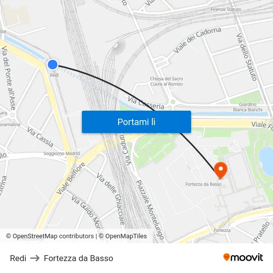Redi to Fortezza da Basso map