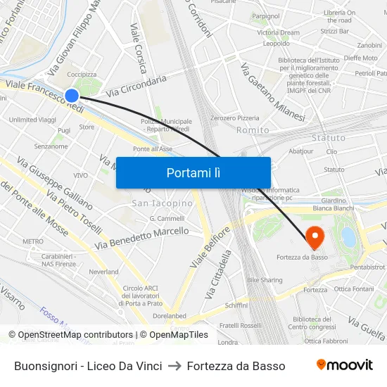 Buonsignori - Liceo Da Vinci to Fortezza da Basso map