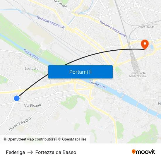 Federiga to Fortezza da Basso map