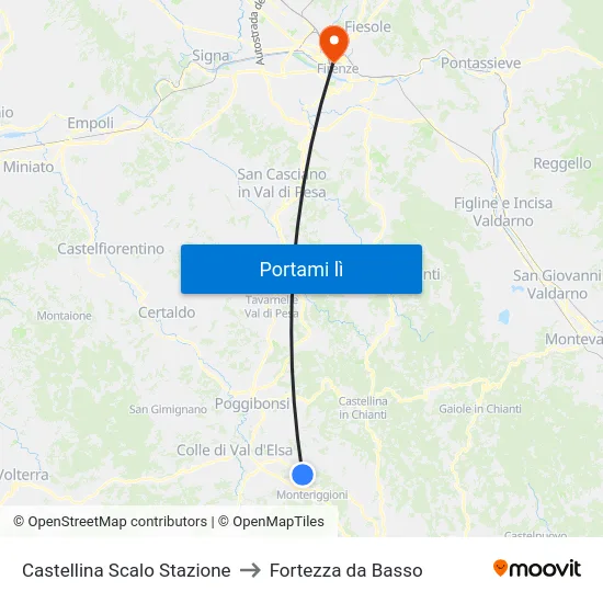 Castellina Scalo Stazione to Fortezza da Basso map