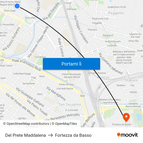 Del Prete Maddalena to Fortezza da Basso map