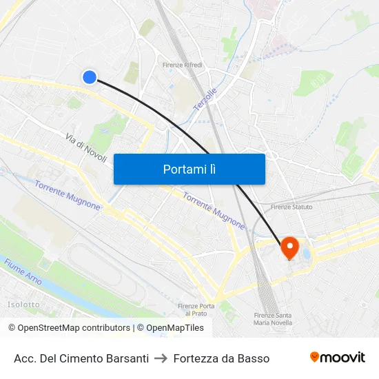 Acc. Del Cimento Barsanti to Fortezza da Basso map
