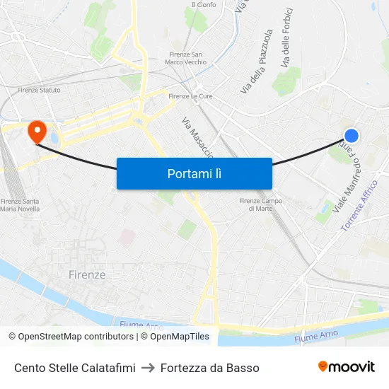 Cento Stelle Calatafimi to Fortezza da Basso map