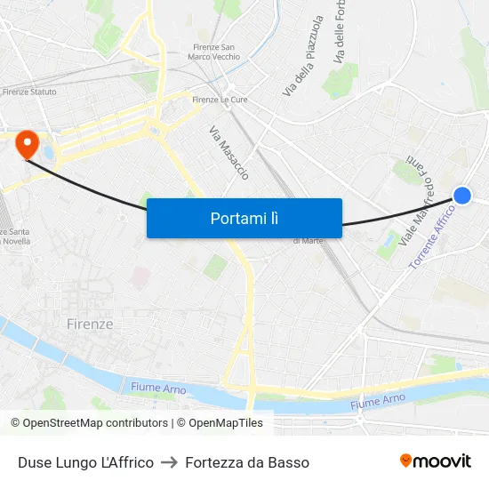 Duse Lungo L'Affrico to Fortezza da Basso map