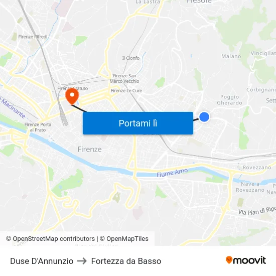 Duse D'Annunzio to Fortezza da Basso map