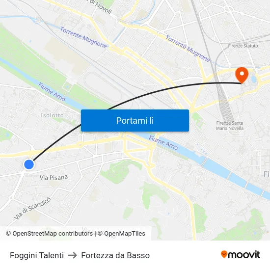 Foggini Talenti to Fortezza da Basso map