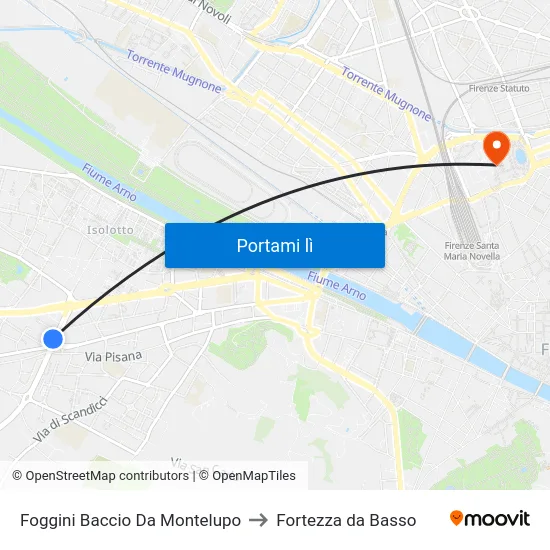 Foggini Baccio Da Montelupo to Fortezza da Basso map