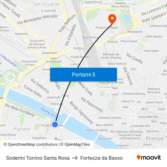 Soderini Torrino Santa Rosa to Fortezza da Basso map