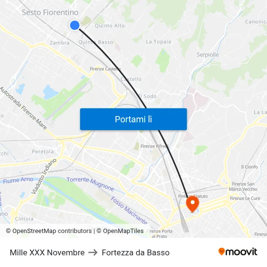 Mille XXX Novembre to Fortezza da Basso map