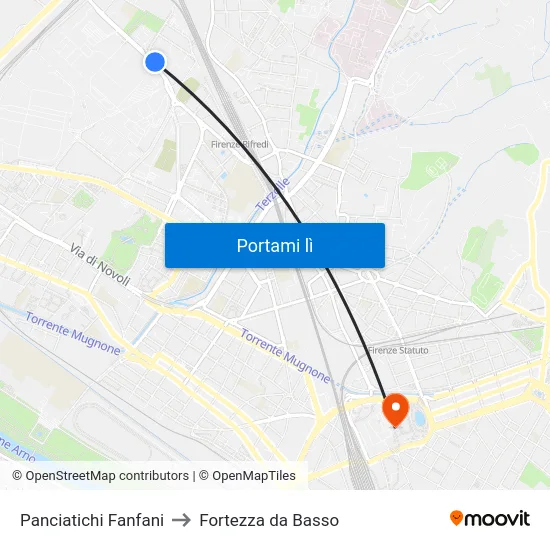 Panciatichi Fanfani to Fortezza da Basso map