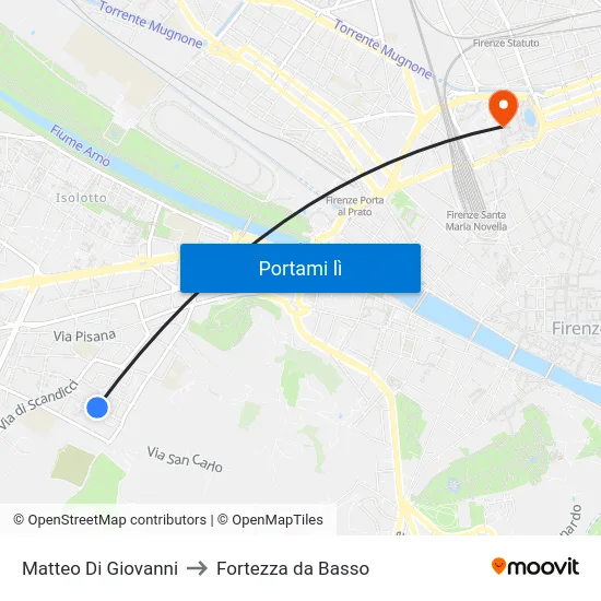 Matteo Di Giovanni to Fortezza da Basso map