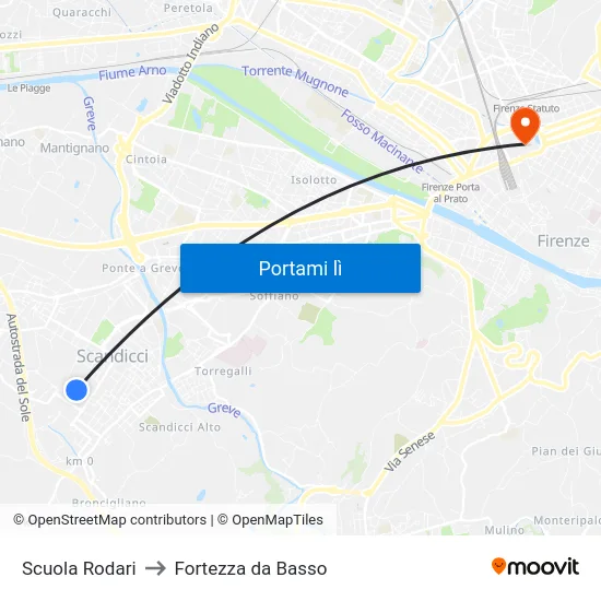 Scuola Rodari to Fortezza da Basso map