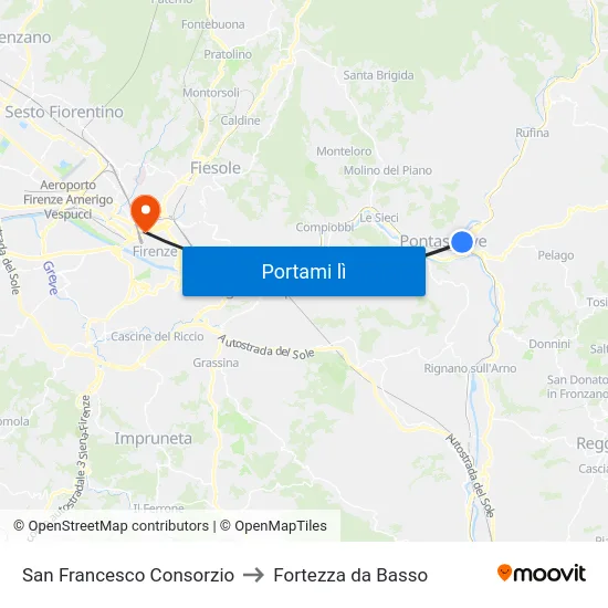 San Francesco Consorzio to Fortezza da Basso map