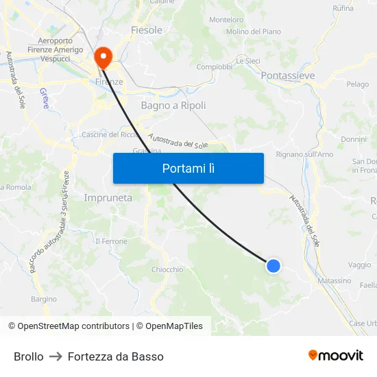Brollo to Fortezza da Basso map