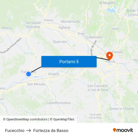 Fucecchio to Fortezza da Basso map