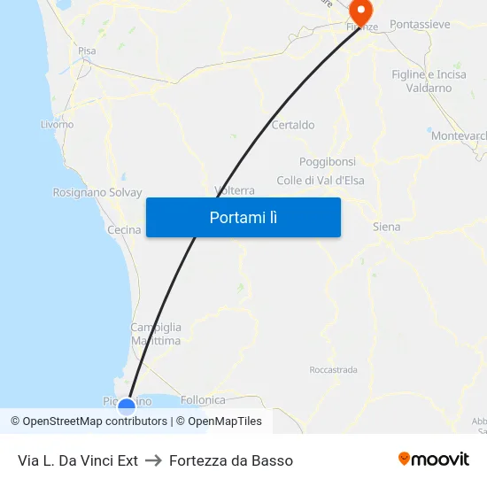 Via L. Da Vinci Ext to Fortezza da Basso map