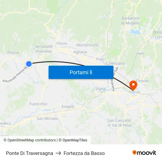 Ponte Di Traversagna to Fortezza da Basso map