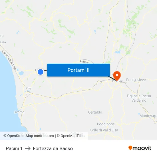 Pacini 1 to Fortezza da Basso map