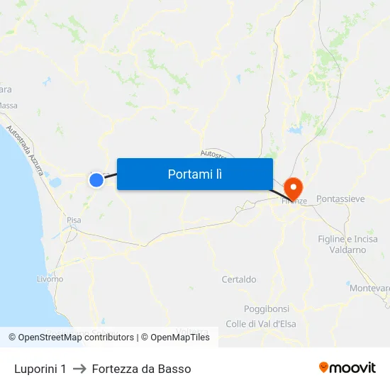 Luporini 1 to Fortezza da Basso map