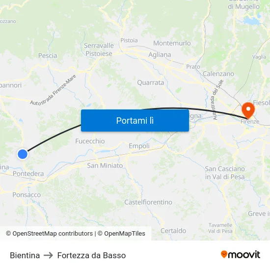 Bientina to Fortezza da Basso map