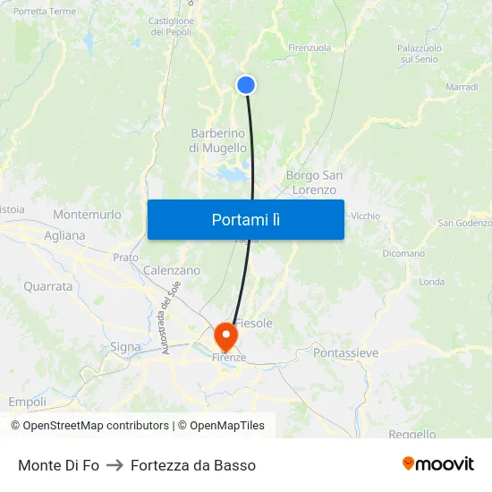 Monte Di Fo to Fortezza da Basso map