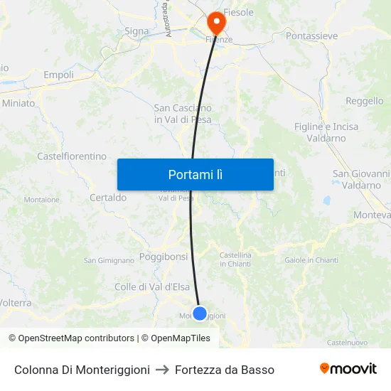 Colonna Di Monteriggioni to Fortezza da Basso map