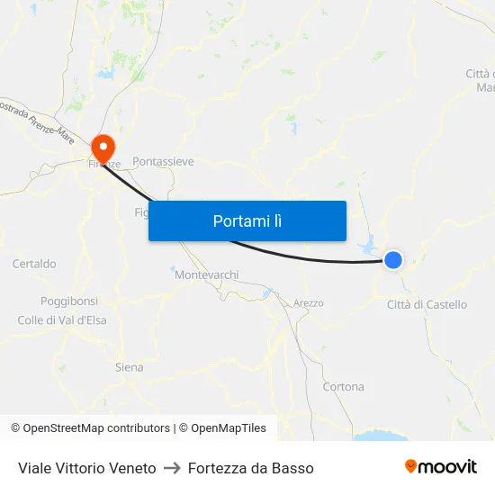 Viale Vittorio Veneto to Fortezza da Basso map