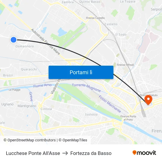 Lucchese Ponte All'Asse to Fortezza da Basso map