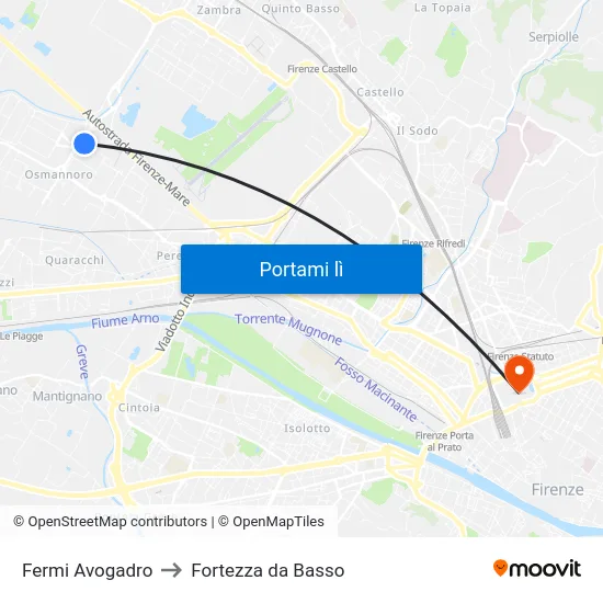 Fermi Avogadro to Fortezza da Basso map