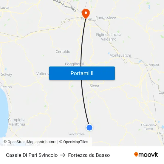 Casale Di Pari Svincolo to Fortezza da Basso map