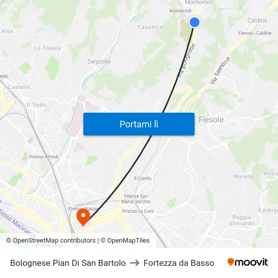 Bolognese Pian Di San Bartolo to Fortezza da Basso map