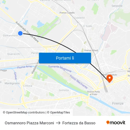 Osmannoro Piazza Marconi to Fortezza da Basso map